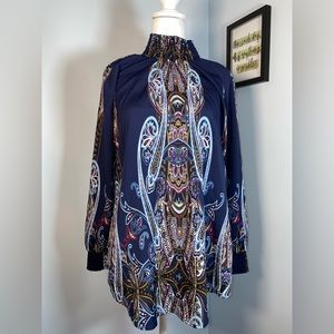 Chico’s Nouveau Smocked Mock Neck Top